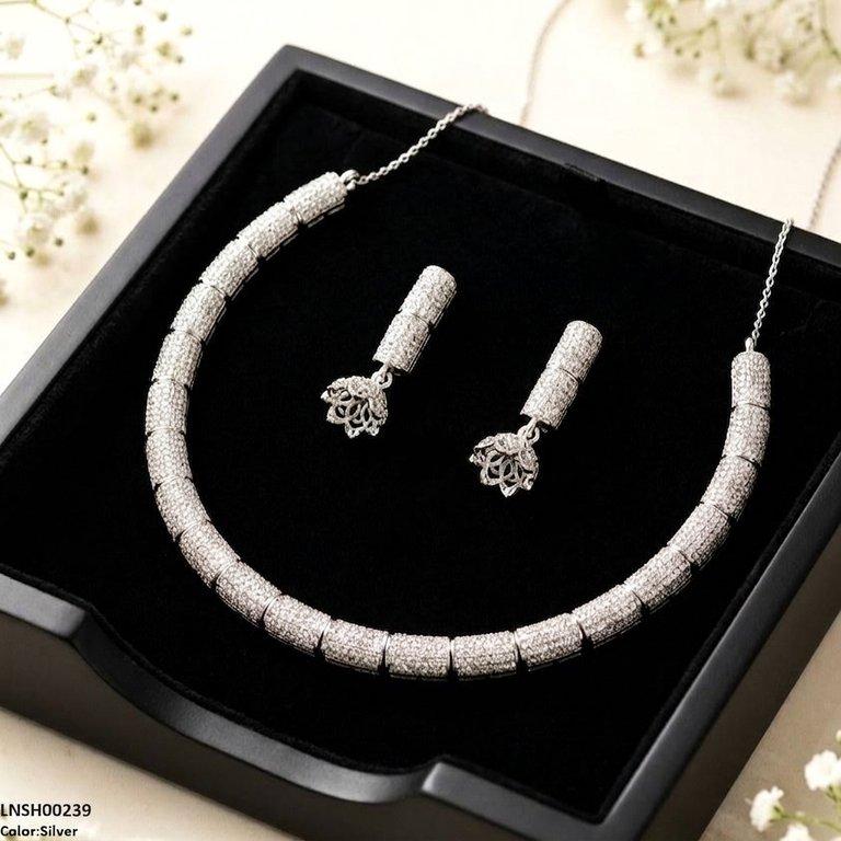 LNSH00239 RIS Imported ZIRCON Jumki Drop Necklace Set - LNSH