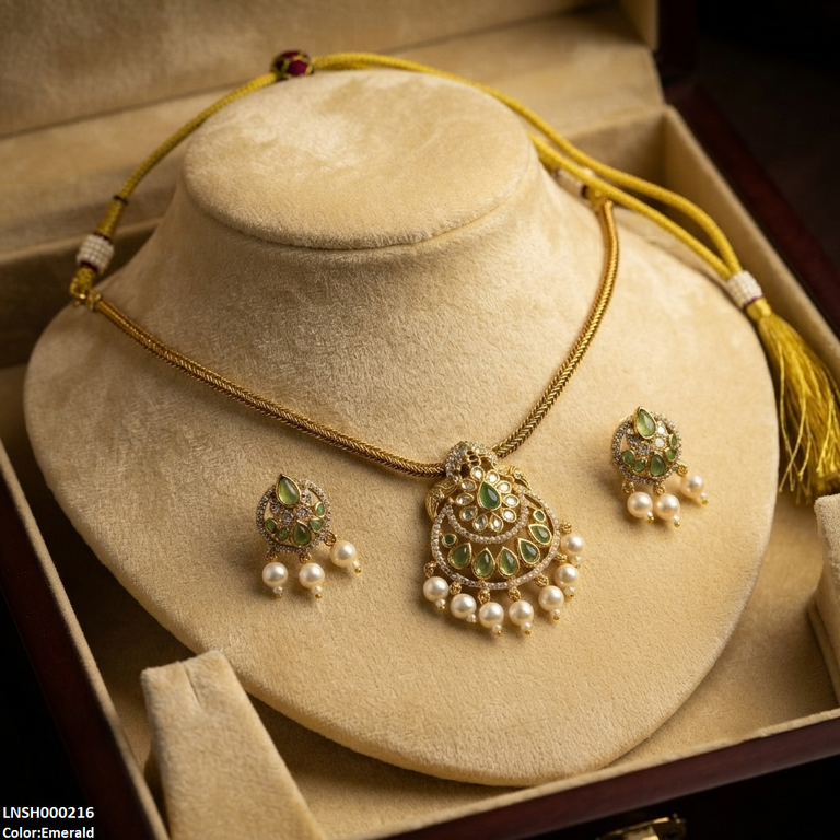 LNSH00216 ANI Tear Pearl Drop Necklace Set - LNSH