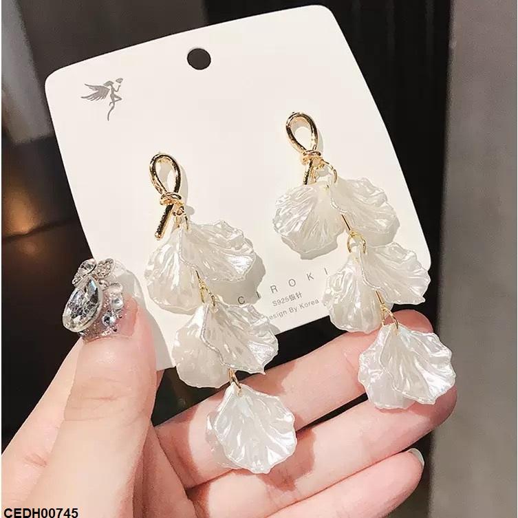 CEDH00745 YHC Pearl Leaf Drop Earrings - CEDH