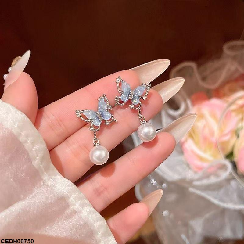 CEDH00750 YHC Butterfly Pearl Drop Earrings - CEDH
