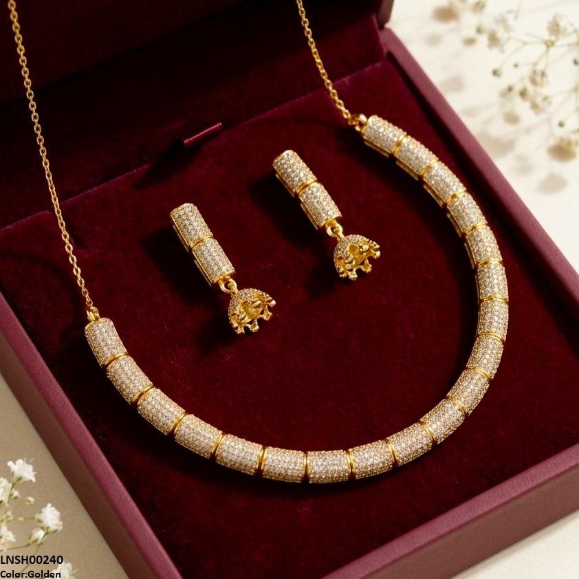 LNSH00240 RIS Imported ZIRCON Jumki Drop Necklace Set - LNSH