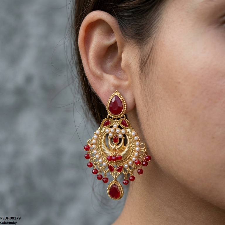 PEDH00179 SDQ Moon Tear Drop Earrings - PEDH