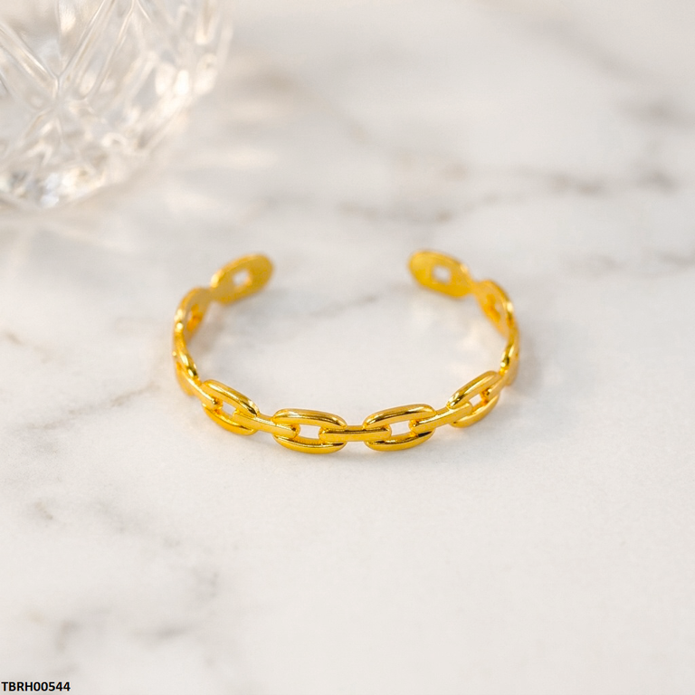 TBRH00544 HLN Oval Chain Link Cuff Stainless Steel Bracelet Adjustable - TBRH
