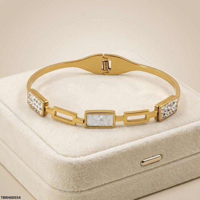TBRH00554 BHS Rectangle Stone Stainless Steel Bracelet Adjustable - TBRH
