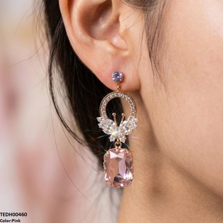 TEDH00460 QSJ Butterfly/Rectangle Drop Zircon Earrings - TEDH