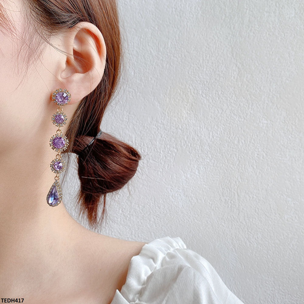 TEDH417 DDJ Round Tear Drop Earrings