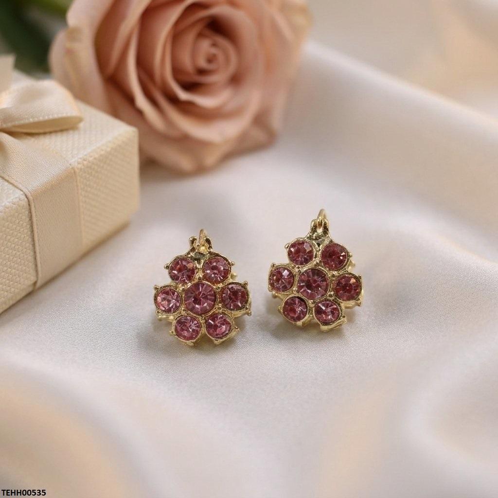 TEHH00535 ZHL Round Stone Hoops Pair - TEHH
