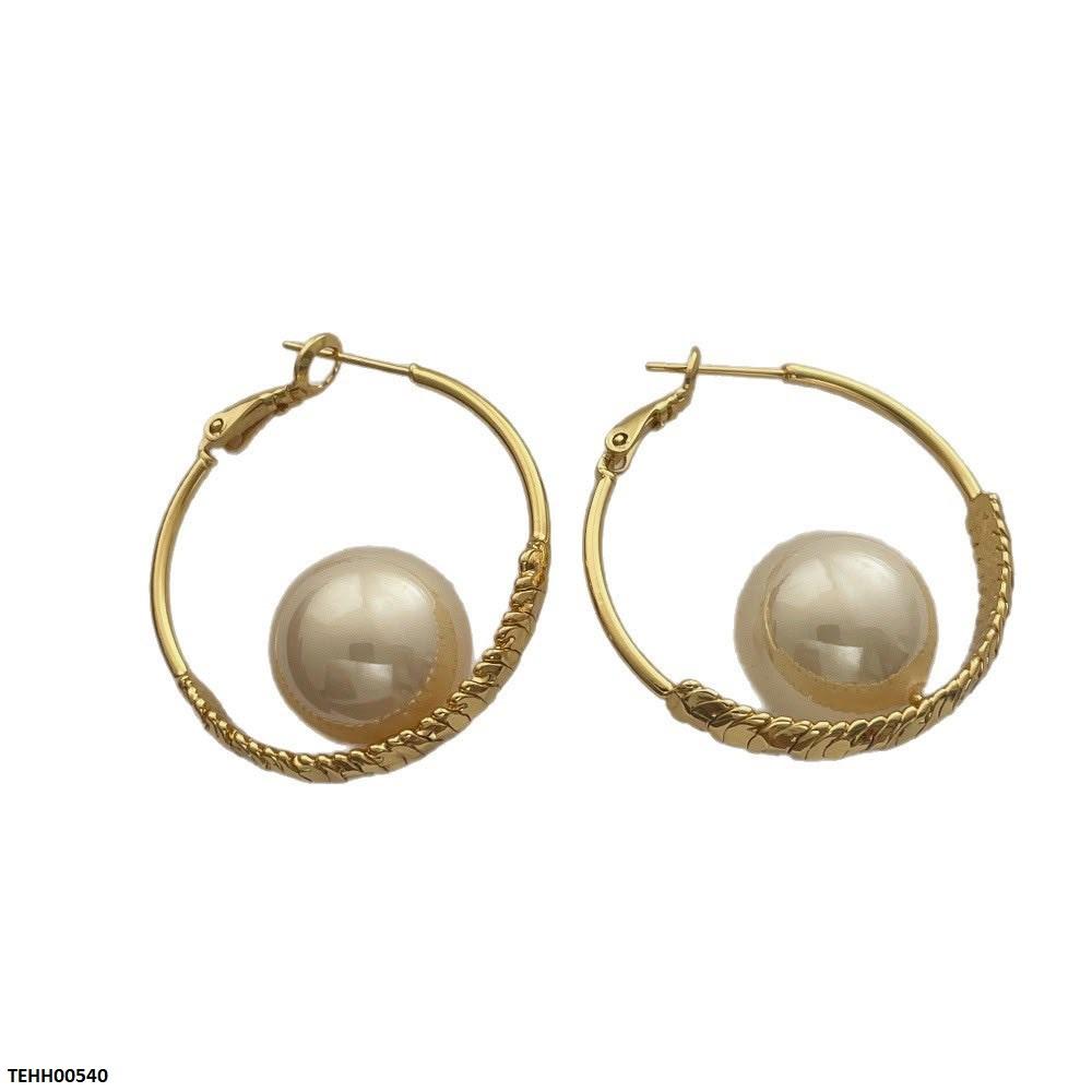 TEHH00540 ZHL Pearl Round Hoops Pair - TEHH