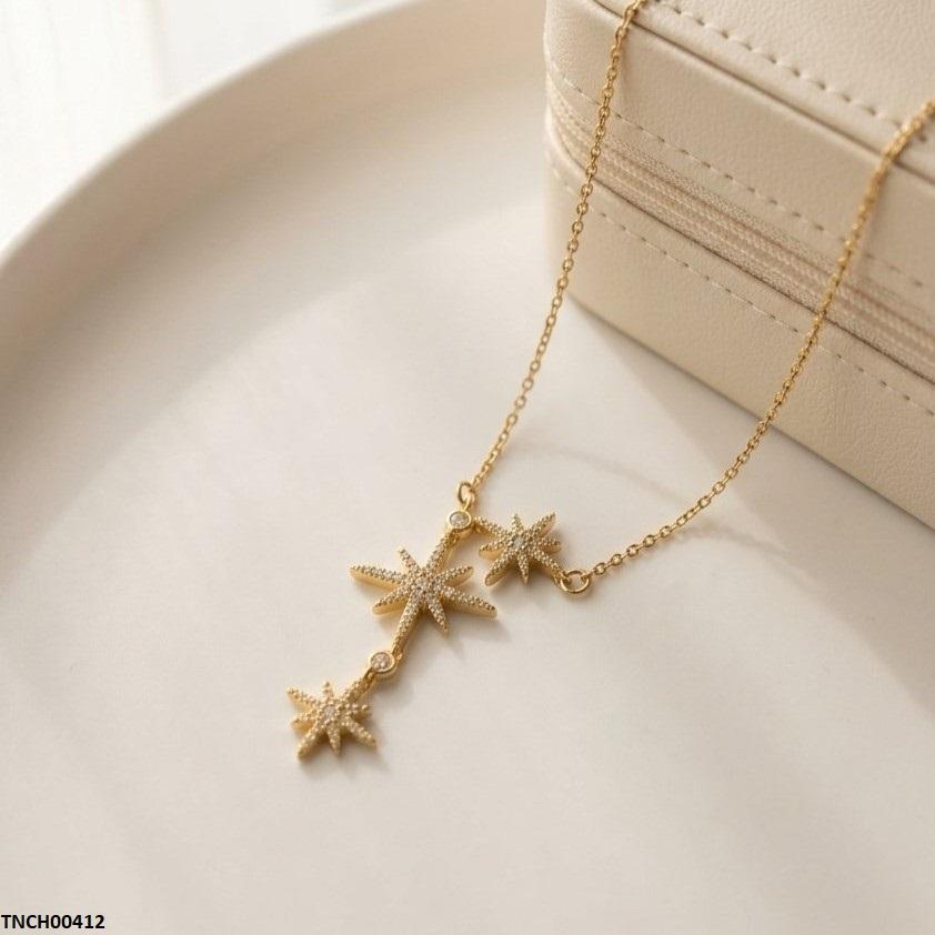 TNCH00412 TNR Stainless Steel Zircon Star Drop Necklace - TNCH