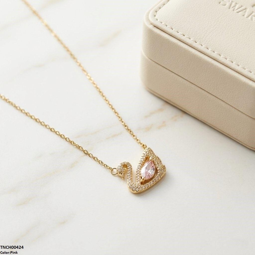 TNCH00424 TNR Stainless Steel Zircon Duck Necklace - TNCH