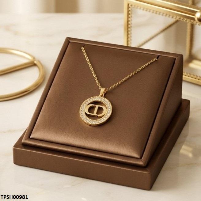 TPSH00981 TNR Stainless Steel Zircon Round Pendant - TPSH