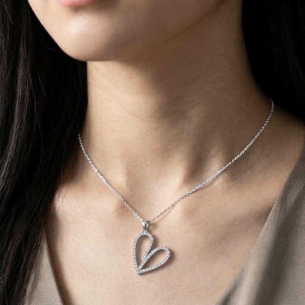 TPSH00982 TNR Stainless Steel Zircon Heart Pendant - TPSH
