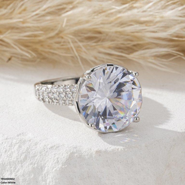 TRSH00902 YLE Round ZIRCON Stone Ring Adjustable - TRSH