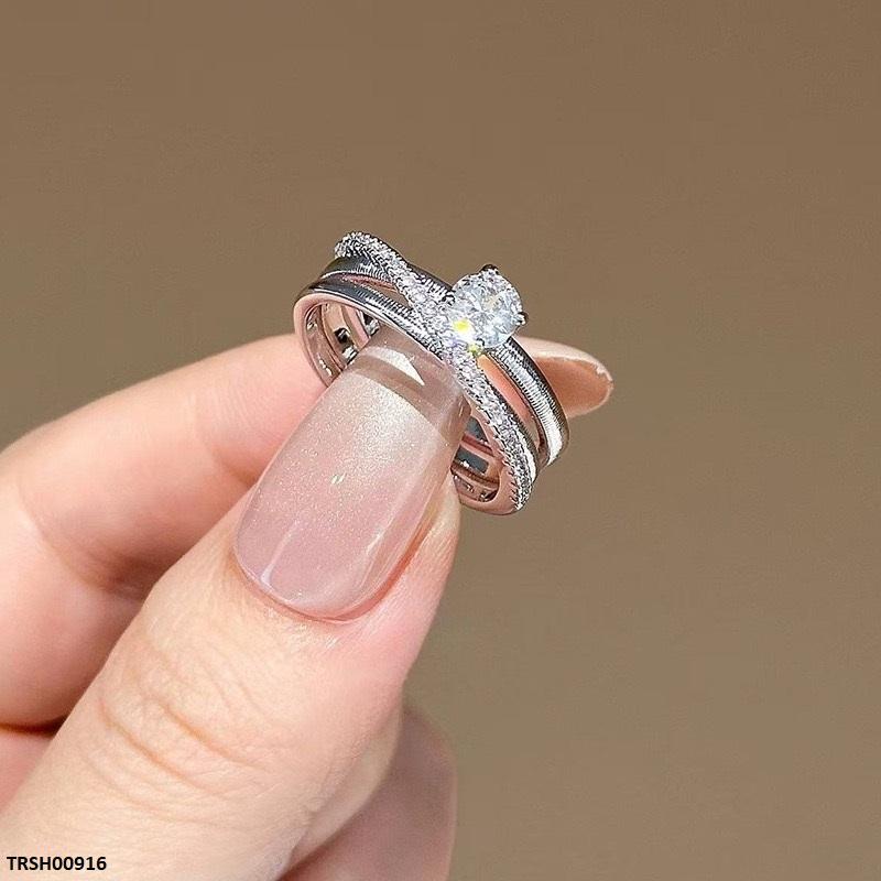 TRSH00916 CJD Round Stone Ring Adjustable - TRSH