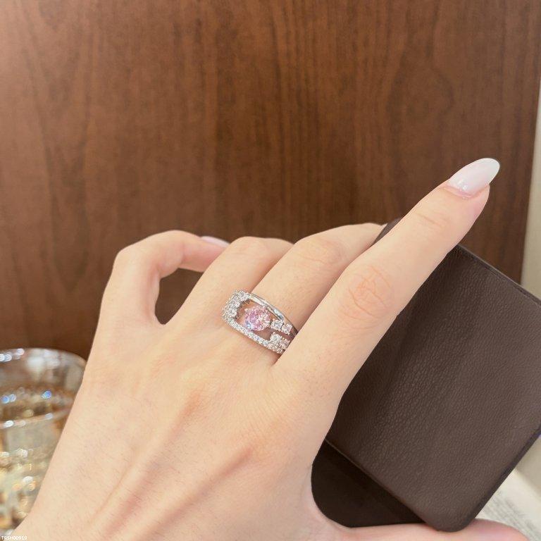 TRSH00919 CJD Round Pink Stone Ring Adjustable - TRSH