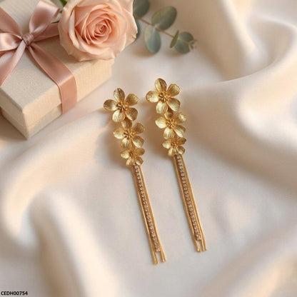 CEDH00754 ZHL Flower Layeard Drop Earrings - CEDH
