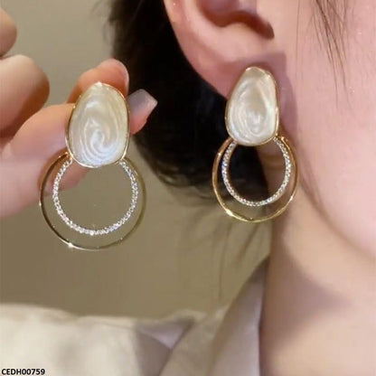 CEDH00759 ZHL Double Round Drop Earrings - CEDH