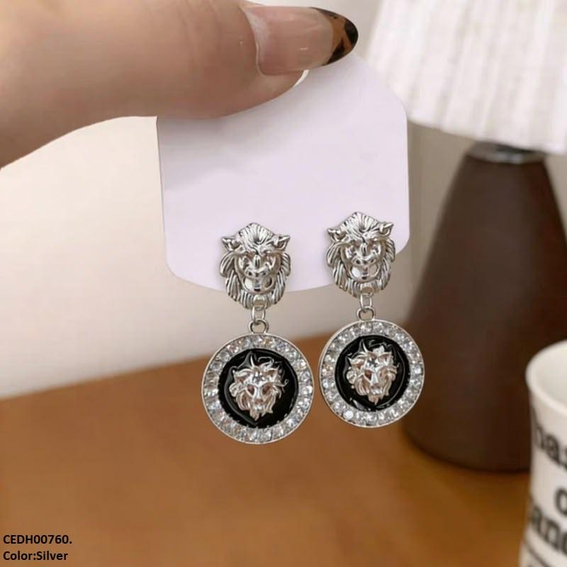 CEDH00760 ZHL Round Lion Drop Earrings - CEDH