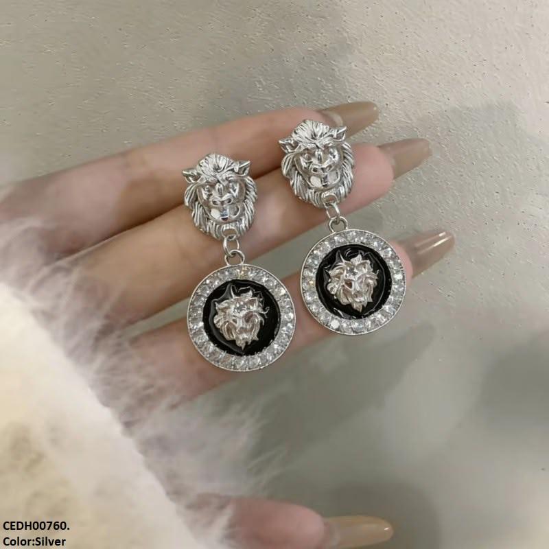 CEDH00760 ZHL Round Lion Drop Earrings - CEDH