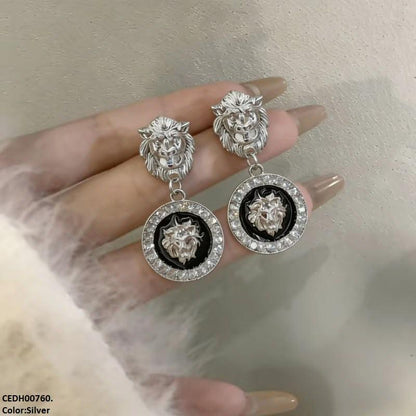 CEDH00760 ZHL Round Lion Drop Earrings - CEDH