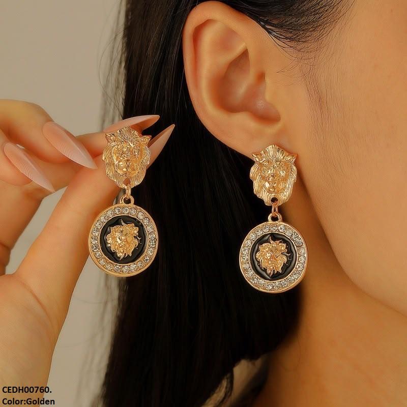 CEDH00760 ZHL Round Lion Drop Earrings - CEDH
