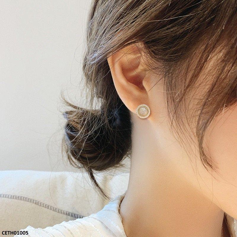 CETH01005 SDQ Round Pearl Stud Tops Pair - CETH