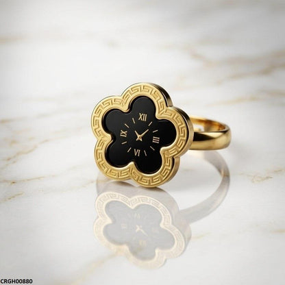CRGH00880 BHS Clover Watch Design Stainless Steel Ring Adjustable - CRGH