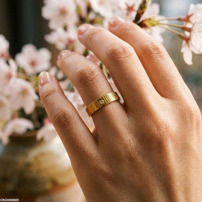 CRGH00885 MOX Round Stainless Steel Oval Vintage Ring - CRGH