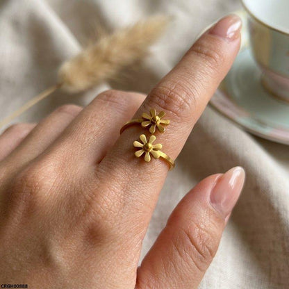 CRGH00888 MOX Stainless Steel Double flower Ring - CRGH