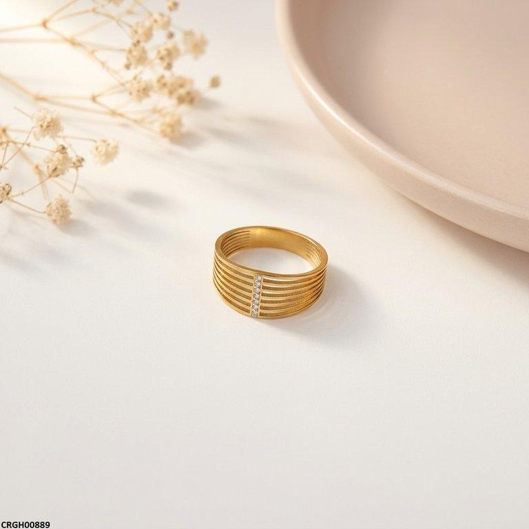 CRGH00889  MOX Stainless Steel Layered Line Ring - CRGH