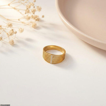 CRGH00889  MOX Stainless Steel Layered Line Ring - CRGH
