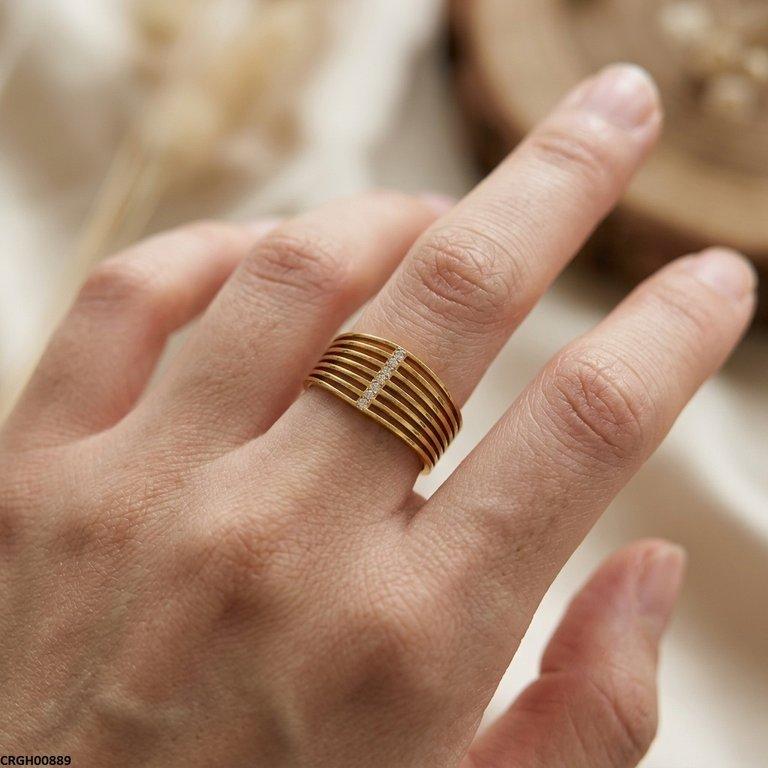 CRGH00889  MOX Stainless Steel Layered Line Ring - CRGH