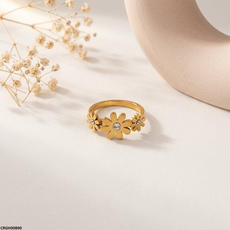 CRGH00890 MOX Stainless Steel Flower Stone Ring - CRGH