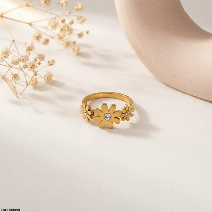 CRGH00890 MOX Stainless Steel Flower Stone Ring - CRGH