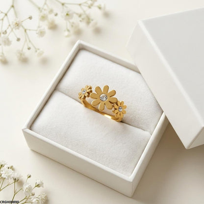CRGH00890 MOX Stainless Steel Flower Stone Ring - CRGH
