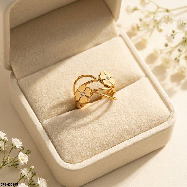 CRGH00895 MOX Stainless Steel Double Flower Ring - CRGH