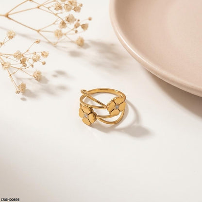 CRGH00895 MOX Stainless Steel Double Flower Ring - CRGH