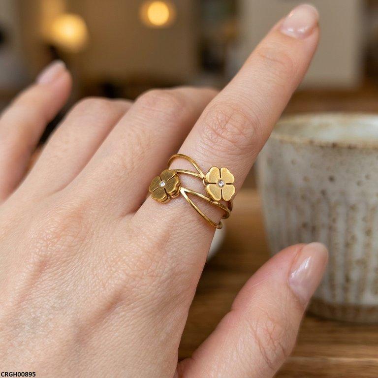 CRGH00895 MOX Stainless Steel Double Flower Ring - CRGH