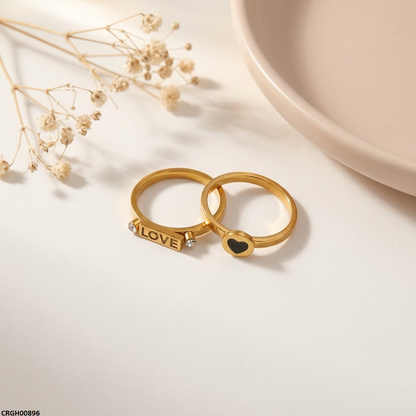 CRGH00896 MOX Stainless Steel Heart Love Couple Ring - CRGH