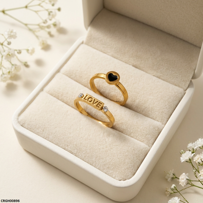 CRGH00896 MOX Stainless Steel Heart Love Couple Ring - CRGH