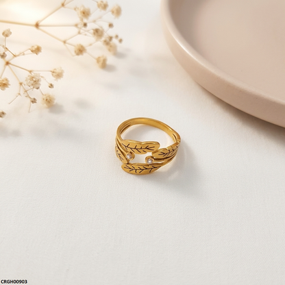 CRGH00903 MOX Stainless Steel Leaf Ring - CRGH
