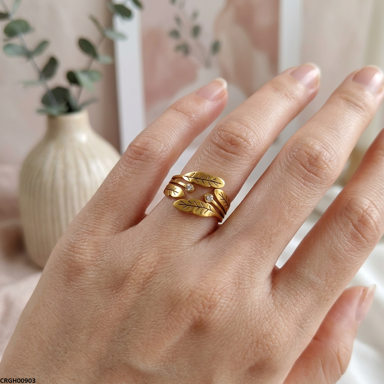 CRGH00903 MOX Stainless Steel Leaf Ring - CRGH