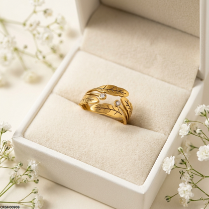 CRGH00903 MOX Stainless Steel Leaf Ring - CRGH