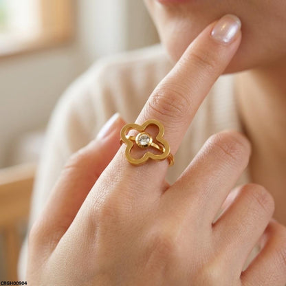 CRGH00904 MOX Stainless Steel Flower Stone Ring - CRGH