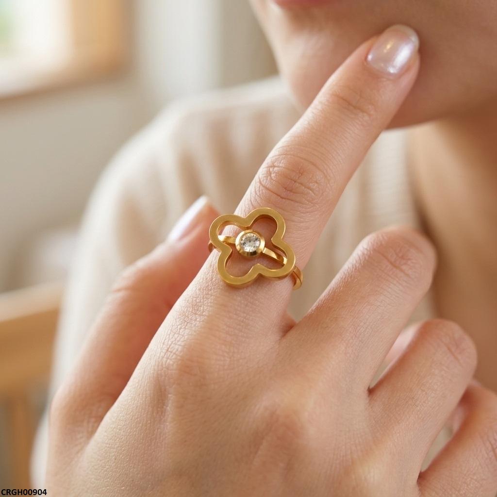 CRGH00904 MOX Stainless Steel Flower Stone Ring - CRGH