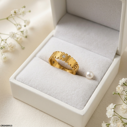 CRGH00913 MOX Stainless Steel Round Stone Ring - CRGH