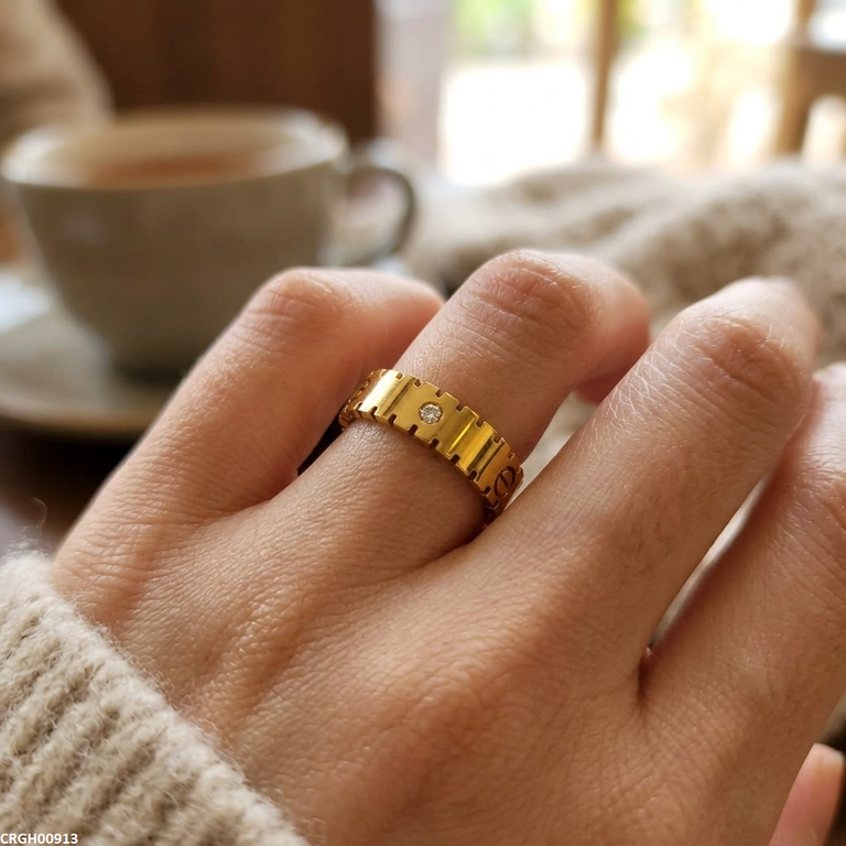 CRGH00913 MOX Stainless Steel Round Stone Ring - CRGH