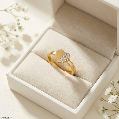 CRGH00916 MOX Stainless Steel Heart Stone Ring - CRGH