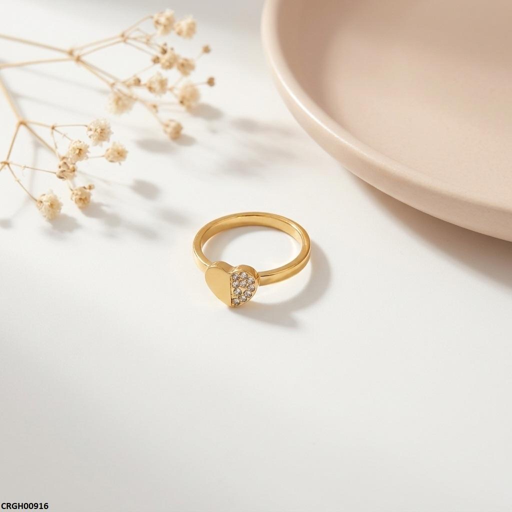 CRGH00916 MOX Stainless Steel Heart Stone Ring - CRGH