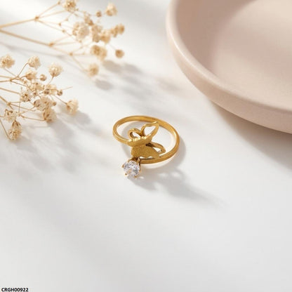 CRGH00922 MOX Stainless Steel Butterfly Stone Ring - CRGH